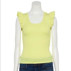 SO Flutter Sleeve Ribbed Knit Tee